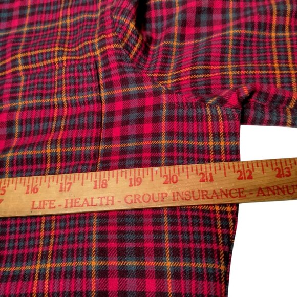Woolrich Pemberton Flannel Shirt Women Large Oink Blue Gold Plaid Cabincore Work - Picture 5 of 12